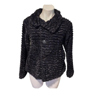 Patagonia Girls Pelage Faux Fur Shawl Collar‎ Long Sleeve Coat Black Sz XL 14